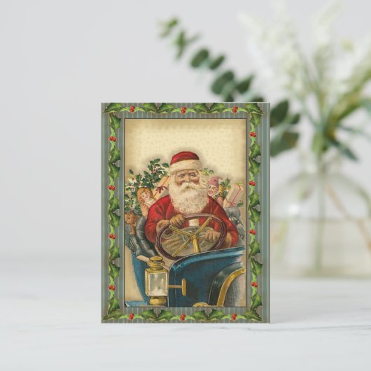 De vintage Kerstman in Auto: Briefkaarten (Staand voorkant)