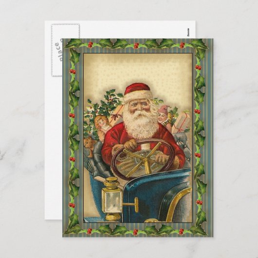 De vintage Kerstman in Auto: Briefkaarten (Voorkant / Achterkant)