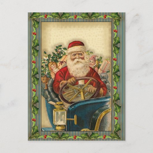 De vintage Kerstman in Auto: Briefkaarten (Voorkant)