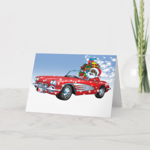 De vintage Kerstman van de Auto Feestdagen Kaart