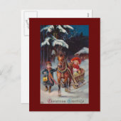 De vintage kleurrijke briefkaarten van Kerstmis (Voorkant / Achterkant)