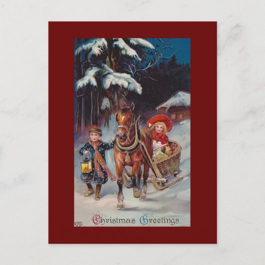 De vintage kleurrijke briefkaarten van Kerstmis (Voorkant)