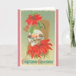 De vintage Klokken & de Bloemen van de Groeten van Feestdagen Kaart