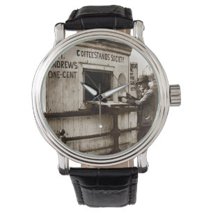 De vintage Kop van de Stuiver van Koffie Horloge