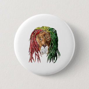 De vintage Leeuw van Rasta Reggae Ronde Button 5,7 Cm