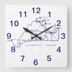 De Vintage Marineblauwe Kaart van het Martha's Vierkante Klok