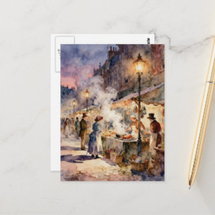 De Vintage Markt Aquarel Fantasie Briefkaart