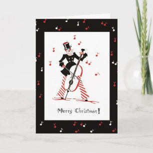 De vintage Musicus van de Cello van de Kerstkaart Feestdagen Kaart