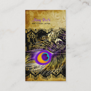 De vintage pauw van PixDezines+kant/diy doopvonten Visitekaartje