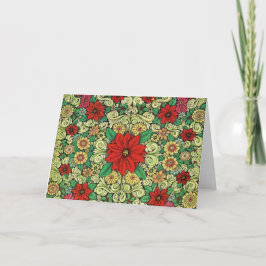 De vintage Poinsettia van Kerstmis Feestdagen Kaart