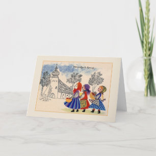 De vintage Poolse Kerstkaart van Wesołych Świąt Feestdagen Kaart