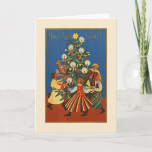 De vintage Poolse Kerstkaart van Wesołych Świąt Feestdagen Kaart