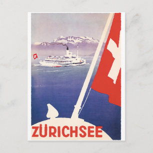 De vintage Posters van de Reis: Meer Zürich Briefkaart