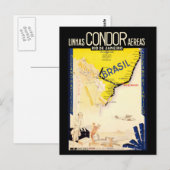 De Vintage Reis van "Brazilië" Briefkaart (Voorkant / Achterkant)