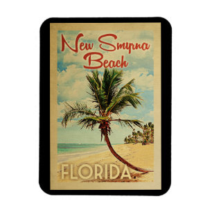 De Vintage Reis van de Palm van New Smyrna Beach Magneet