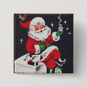 De vintage retro knoop van de Kerstman van de Vierkante Button 5,1 Cm