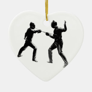 De Vintage schermende Giften van Customiseable Keramisch Ornament