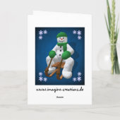 De Vintage Sneeuwman van Sledding Feestdagen Kaart (Achterkant)