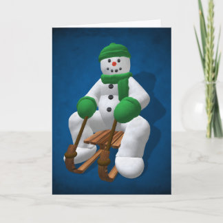 De Vintage Sneeuwman van Sledding Feestdagen Kaart