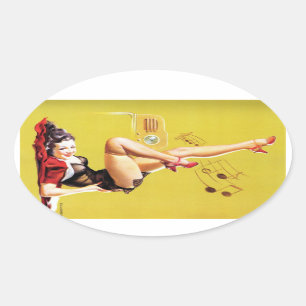 De Vintage Speld van het hoorspel omhoog Ovale Sticker