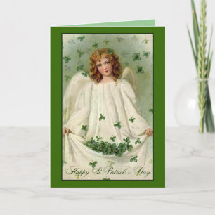 De vintage St. Patrick van de Engel van de Klaver Kaart