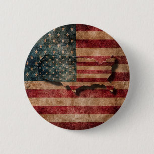 De vintage Sterren van Grunge de V.S. & de Vlag en Ronde Button 5,7 Cm