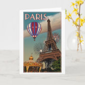 De vintage Toren van Eiffel Kaart (Gele Bloem)