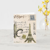 De vintage Toren van Eiffel notecard Kaart (Gele Bloem)