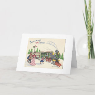 De vintage Trein van Kerstmis Feestdagen Kaart