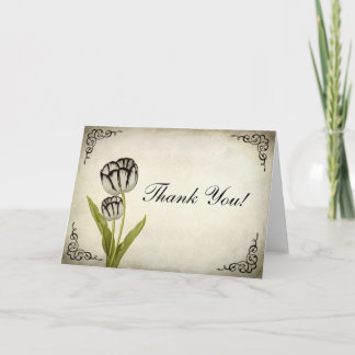 De vintage Tulp van de Papegaai dankt u kaardt Bedankkaart