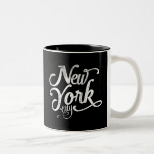 De vintage typografie van de Stad van New York Tweekleurige Koffiemok