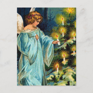 De Vintage van de "engel en van de Kerstboom" Feestdagenkaart