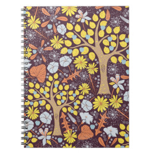 De vintage van de tuinbouw herhaalt een naadloos p notitieboek