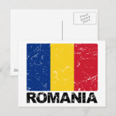 De Vintage van de Vlag van Roemenië Briefkaart (Voorkant / Achterkant)