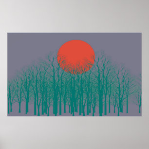 De Vintage van de zonsondergang Poster