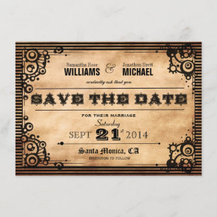 De Vintage van Steampunk kijkt sparen de Datum Save The Date