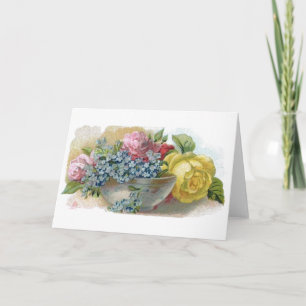 De vintage vergeet me niet het Wenskaart van Rozen Kaart