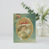 De vintage Victoriaans Dame van Kerstmis Feestdagenkaart (Staand voorkant)