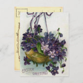 De vintage Viooltjes van Pasen Feestdagenkaart (Voorkant / Achterkant)