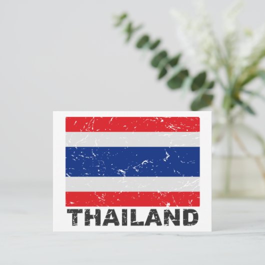 De Vintage Vlag van Thailand Briefkaart (Staand voorkant)