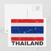 De Vintage Vlag van Thailand Briefkaart (Voorkant / Achterkant)