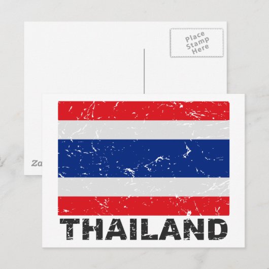 De Vintage Vlag van Thailand Briefkaart (Voorkant / Achterkant)