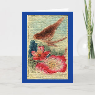 De vintage Vogel & bloeit Al Groet van de Kaart
