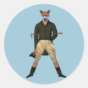 De vintage vos Jacht Ronde Sticker