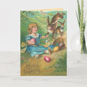 De vintage Wenskaarten van de Jacht van het Paasei Feestdagen Kaart