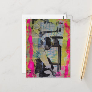 De Vintage Werkende Mannen Mixed Media Collage Briefkaart