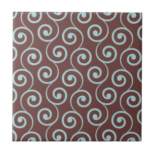 De vintage Werveling van de Chocolade in Aqua Tegeltje