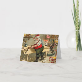 De vintage Workshop van Kerstmis van de Kerstman Feestdagen Kaart