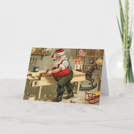 De vintage Workshop van Kerstmis van de Kerstman Feestdagen Kaart