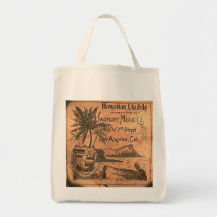 De vintage Zak van het Etiket van de Ukelele Tote Bag